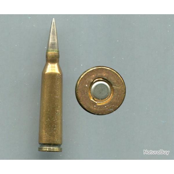 5.6 x 48 EIGER Suisse - RARE cartouche exprimentale - balle nickel, bourrelet pais, petite amorce