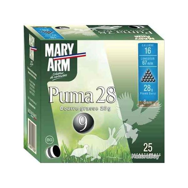 MARY ARM Cartouches de chasse Puma 28 - par boite de 25  16  / 67  28g - MUNITIONS LISSES , 16 , PLO