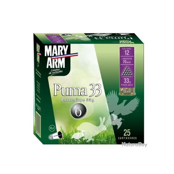 MARY ARM Cartouches de chasse Puma 33 - par boite de 25  12  / 70  33g - MUNITIONS LISSES , 12 , PLO