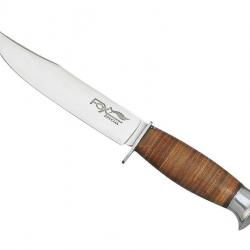 BEL1939 POIGNARD FOX KNIVES PRODUCTION "SCOUT" MANCHE CUIR LAME 11CM INOX + ETUI  NEUF