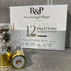 Chevrotine B&P Calibre 12/70 (12 Grains nickelés) Bourre jupe 36 grammes (Boite de 10 cartouches)