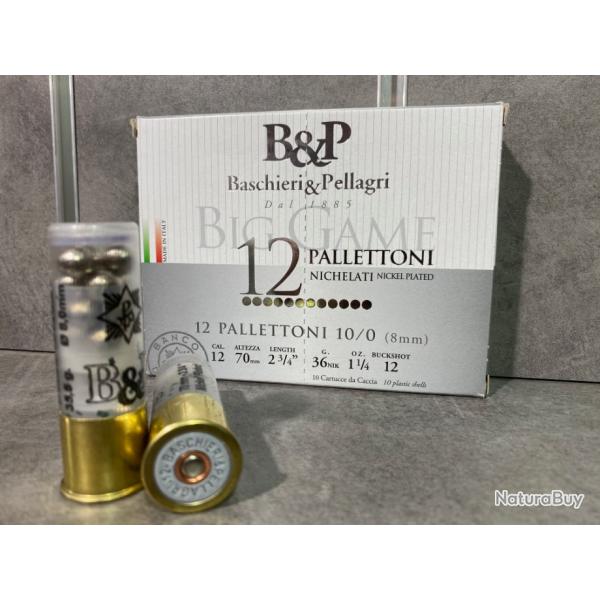 Chevrotine B&P Calibre 12/70 (12 Grains nickels) Bourre jupe 36 grammes (Boite de 10 cartouches)