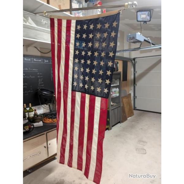 WW2 Drapeau U.S en lin 48 toiles authentique.