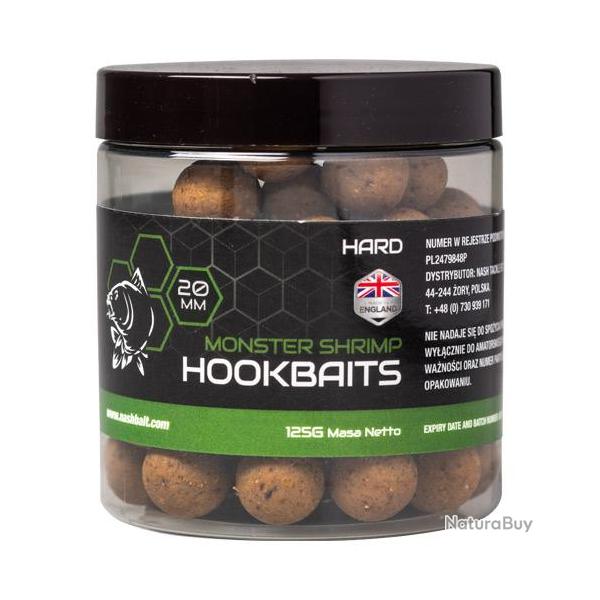 Bouillettes Nash Monster Shrimp Hard Hookbaits 20mm 125g