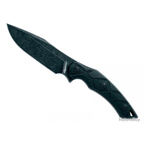 BEL1959 POIGNARD FOX EDGE "LYCOSA" LAME "DROP POINT' 12.5CM BLACKWASH MANCHE G10 NOIR NEUF