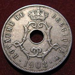 Belgique piece de 25 centimes (royaume de Belgique ) 1908 TTB