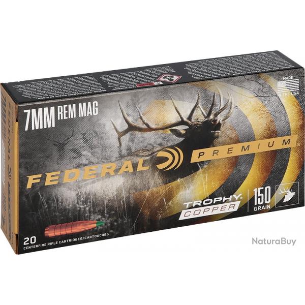 Munitions FEDERAL cal.7mm rem mag vital shok trophy copper 9.7g 150gr par 20