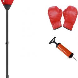 Sac de Frappe Vitesse autoportant Punching Ball Hauteur réglable 70-105 cm avec Gants et Pompe à Mai