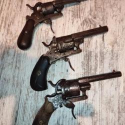 Lot de 3 revolvers pour pièce ou rénovation dont un lefaucheux