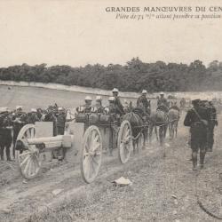 CPA-Manoeuvres du Centre, Canon de 75 de l'Artillerie, 1908