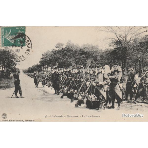 CPA -Infanterie en Manoeuvre, La Halte Horaire