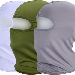 Lot de 3 cagoules vert, blanc, gris - anti uv