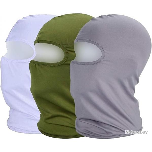 Lot de 3 cagoules vert, blanc, gris - anti uv