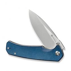 Couteau SENCUT Skarnax Lame Drop Point Acier 9Cr18MoV Manche Micarta Blue Liner Lock IKBS S240253