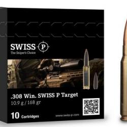 CARTOUCHE SWISS P .308WIN 168GR TARGET BTHP BOITE DE 10