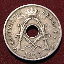Belgique piece de 5 centimes (koningkrijk  Belgie) 1914 ttb