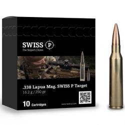 CARTOUCHES SWISS P CALIBRE .338LM 250GR TARGET BTHP BOITE DE 10