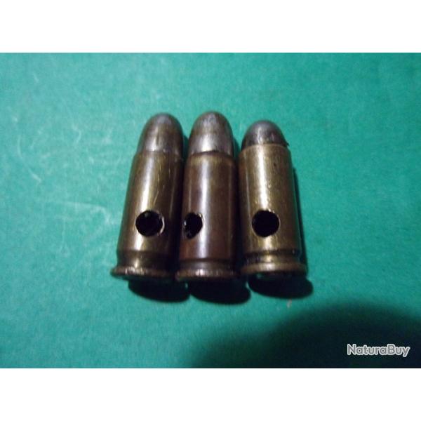 3 Munitions en 6,35 Browning, (25 ACP ) neutralises