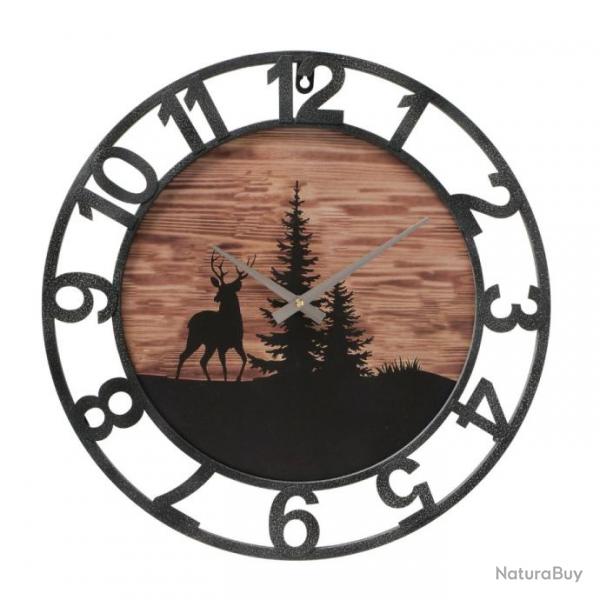 HORLOGE MURALE DECO CERF 45cm