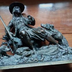 bronze  " le chasseur au repos " de Pierre-jules Mène