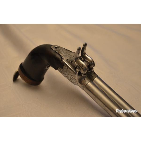 PISTOLET DE LUXE  DOUBLE CANON EN TABLE  A PISTON