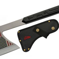 Hache Tomahawk Rogue Armor Old Glory Lame Acier Inoxydable Manche Bois Etui Nylon CN211572