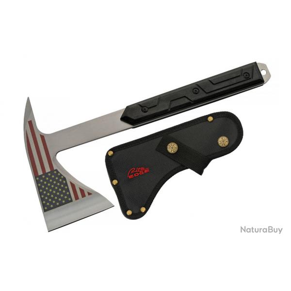 Hache Tomahawk Rogue Armor Old Glory Lame Acier Inoxydable Manche Bois Etui Nylon CN211572