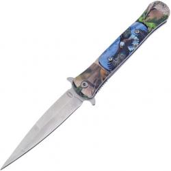 Couteau Frost Wildlife Linerlock A/O Eagle Lame Acier Inox Manche Aluminium Clip FFC91E