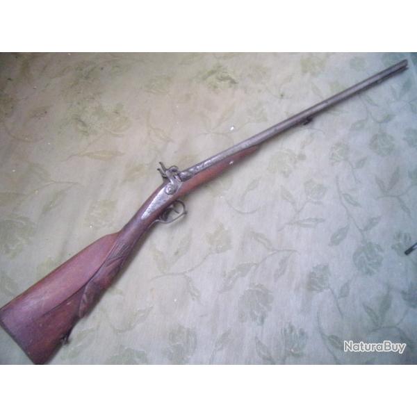 fusil de chasse  percussion crosse sculpte calibre 16 mm
