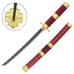 MINI KATANA DECO LAME BAMBOU MOTIF ONE PIECE ROUGE ZS513MI-WD