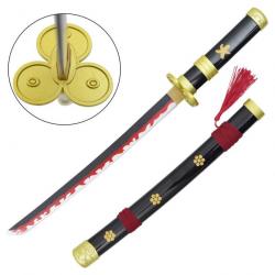 MINI KATANA DECO LAME BAMBOU MOTIF ONE PIECE NOIR ZS661BKMI-WD