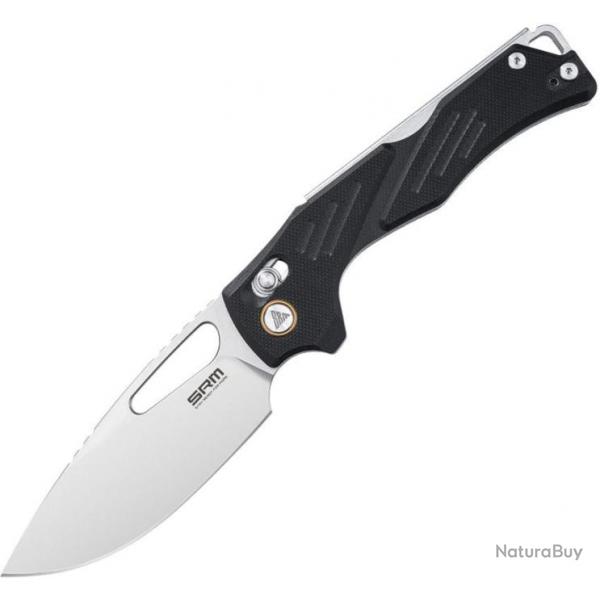 Couteau SRM 239XGB Mirage Black Lame Acier Sandvik 14C28N Manche G10 Ambi-Lock Clip SRM239XGB