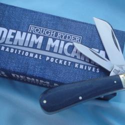 Couteau Rough Ryder Half Hawk Denim Lame Acier Carbone T10 Hawkbill & Pen Manche Micarta RR2186