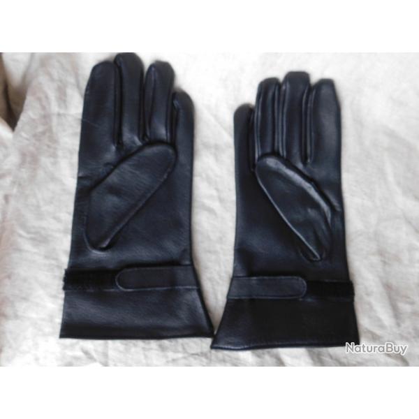 ARMEE FRANCAISE : PAIRE DE GANTS EN CUIR NOIR TAILLE 8