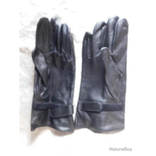 ARMEE FRANCAISE : PAIRE DE GANTS EN CUIR NOIR TAILLE 8,5