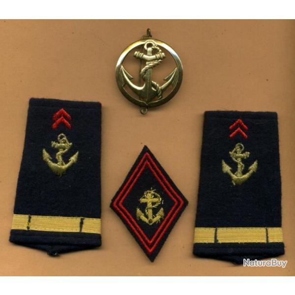 Lot Troupe de Marine -  insigne de bret + cusson + fourreaux d'paules