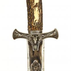 RARE DAGUE DE VÉNERIE EN ARGENT SIGNÉE MANCEAUX A PARIS LAME KLINGHENTAL COULAUX FRERES - FRANCE FIN