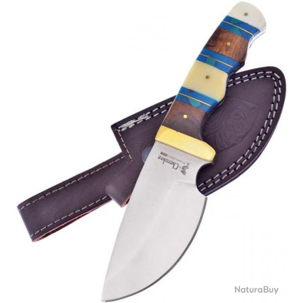 Couteau Skinner Frost Fixed Blade Lame Acier Inox Manche en Os & Bois Etui Cuir FCSW003SBWW