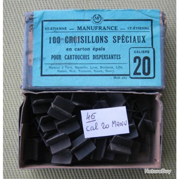 Lot  de  46  croisillons cartons cal 20 dans sa boite Manufrance