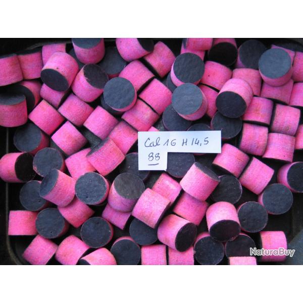 88  bourres  feutre  rose  1re  qualit  cal  16  hauteur  14,5 mm