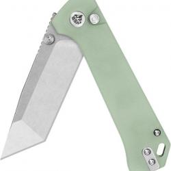 Couteau QSP Grebe Jade Manche G10 Lame Tanto Acier  14C28N IKBS Button Lock Clip QS148D1