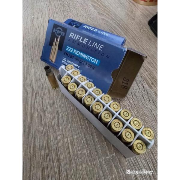 40 Douilles PPU 222 Remington