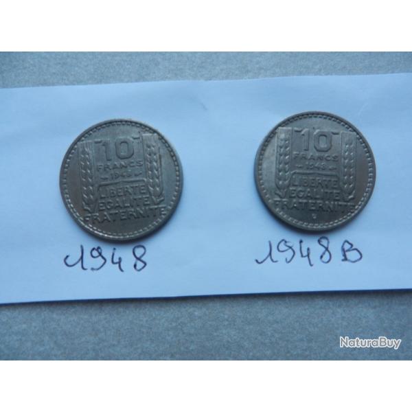 2 pices 10 francs 1948 et 1948 B