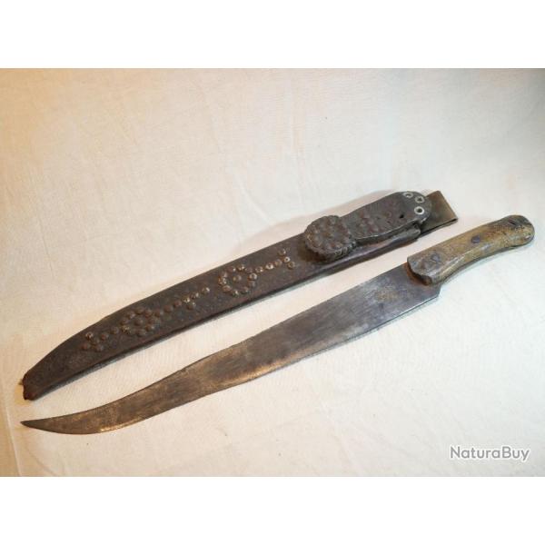 rare ARME COLONIALE machette transforme  LEGITIMUS COLLINS dans son fourreau - ref SDB24MAC001