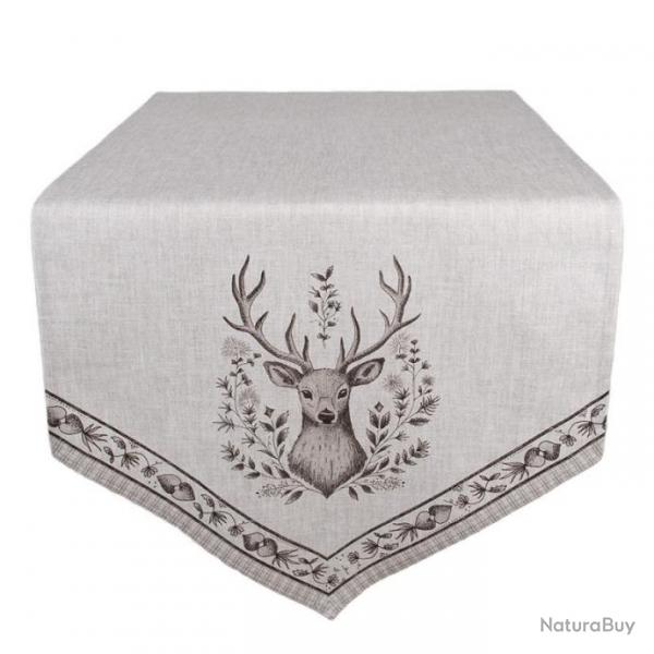 CHEMIN DE TABLE BEIGE MOTIF CERF