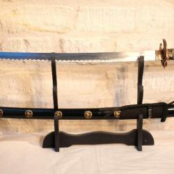 REPRODUCTION sabre Chinois katana TACHI avec tsuba ajourée pommeau tête de dragon ref EBR24JAP027