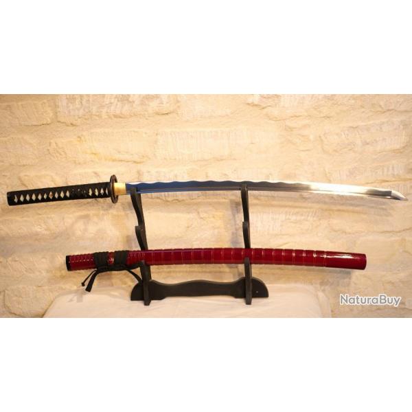 REPRODUCTION d'un sabre japonais katana fourreau couleur bordeaux bonne qualit ref EBR24JAP009