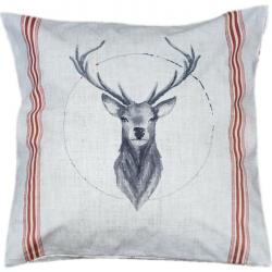 COUSSIN BEIGE/ROUGE MOTIF CERF