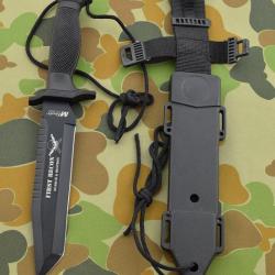 Lot de 3 Couteaux de Combat Tactical Tanto Search & Destroy MTECH Acier 440 Etui Nylon MT676TB