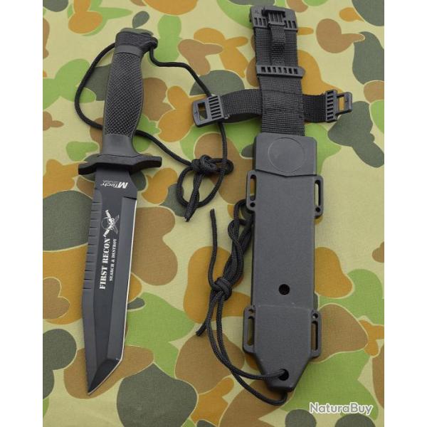 Lot de 3 Couteaux de Combat Tactical Tanto Search & Destroy MTECH Acier 440 Etui Nylon MT676TB